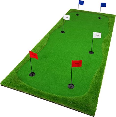 (paid link) GoSports 10'x5' Golf Putting Green for Indoor & Outdoor Putting Practice Office Backyard, 6 Flags, Real Green, Green Mat, Golf Green, Golf Practice, Backyard Play, Outdoor Backyard, Golf Sport