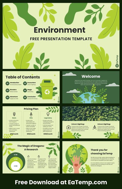 Sustainability Presentation, Best Canva Templates, Power Point Templates, Nature Presentation, Free Powerpoint Presentations, Free Ppt Template, Presentation Slides Design, Business Fonts, Powerpoint Slide Designs