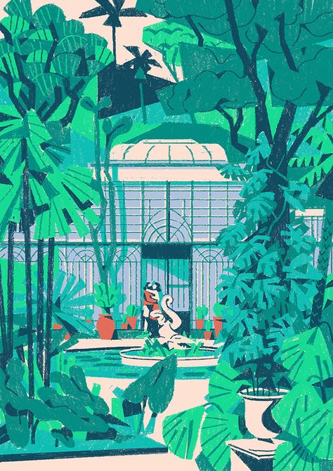 Matteo-berton-illustration-itsnicethat-11 Illustration Design Graphique, Comics Illustration, 동화 삽화, Garden Illustration, Meteor Garden 2018, Art Et Illustration, Kew Gardens, Green House, Covent Garden