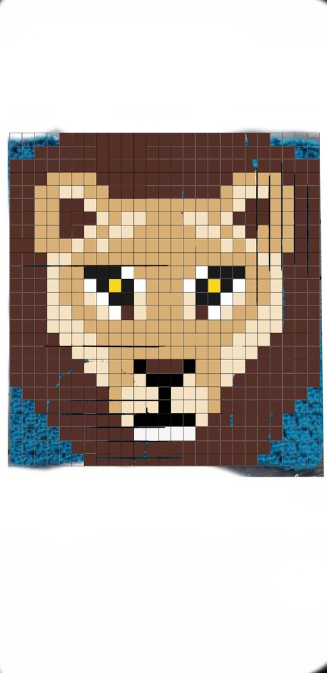 Lion Pixel Art, Lion Cross Stitch, Crochet C2c Pattern, Crochet Project Free, Cat Cross Stitches, Crochet Lion, Crochet Afgans, Cat Bead, Animal Cross Stitch Patterns