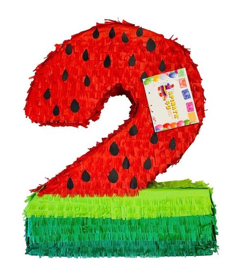 Large Number Two Pinata Watermelon Theme Red Color | Etsy Gender Reveal Pinata, Pinata Stick, Watermelon Theme, Watermelon Design, Red Watermelon, Watermelon Designs, Fruit Summer, Kids Party Supplies, Number Two