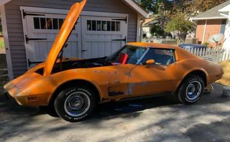 1977 Corvette, Modern Cars, Basket Case, Salvage Cars, Orange Paint, Oil Change, Barn Finds, Vroom Vroom, American Classic