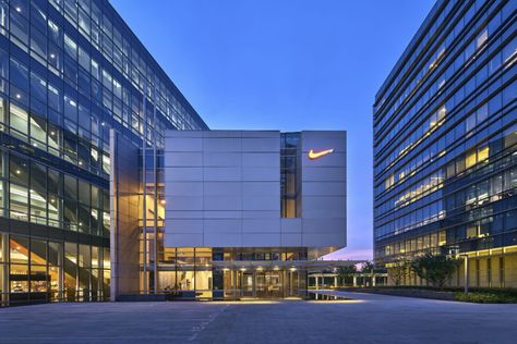 TVA Architects — Nike | Asian Corporate Headquarters Nike Company Building, Nike Corporate Office, Nike Headquarters Oregon, Corporate Headquarters Architecture, Nike Headquarters, Nike Office, Nike Company, Outdoor Sports Court, Fall Moodboard