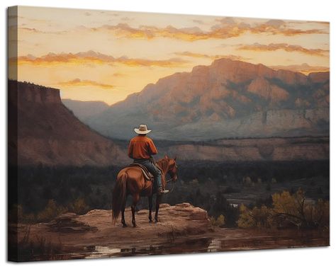 PRICES MAY VARY. Vintage Landscape Art Prints: Size is 12x16in (30x40cm), You can hang framed canvas wall art on your wall anytime Western Cowboy Wall Art: Add a touch of the Wild West to your home decor with this Western Cowboy Wall Art. Perfect for enthusiasts of horse riding and cowboy culture, this wall art makes a bold statement and creates a unique focal point in your home Ranch Home Decor: Create a stylish and inspiring atmosphere in any room with our western wall decor. Whether it's your Cowboy Pictures Western, Western Pictures For Wall Collage, Horse Riding Art, Prints For Bathroom, Southwest Wall Decor, Medieval Home Decor, Southwestern Wall Decor, Cowboy Culture, Cowboy Room