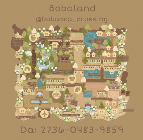 Kawaii Island, Cottage Core Animal Crossing, Boba Shop, Dream Address, Cozy Gamer, Dream Code, Map Layout, Mental Break, Acnh Design