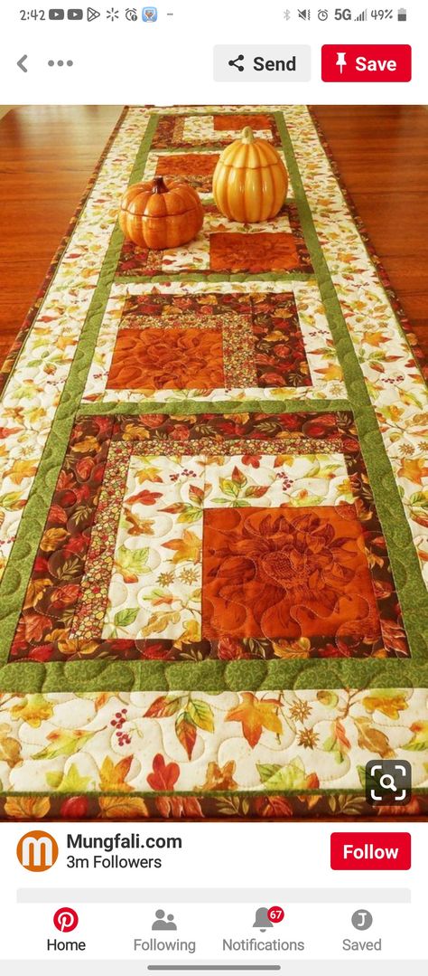 Autumn Table Runner, Quilted Table Runners Christmas, Patchwork Table Runner, Happy Harvest, Fall Sewing, Holiday Table Runner, Quilted Table Runners Patterns, Table Quilts, Place Mats Quilted