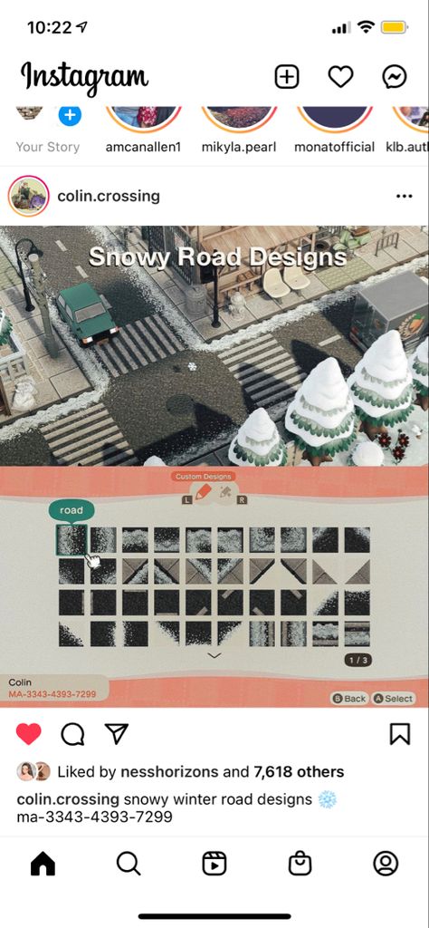 Snow Animal Crossing, Collins Crossing Acnh, Road Custom Design Acnh, Snow Path Animal Crossing, Snowy Path Animal Crossing, Animal Crossing City Path, Animal Crossing Snow Path, Winter Path Animal Crossing, Road Animal Crossing Code