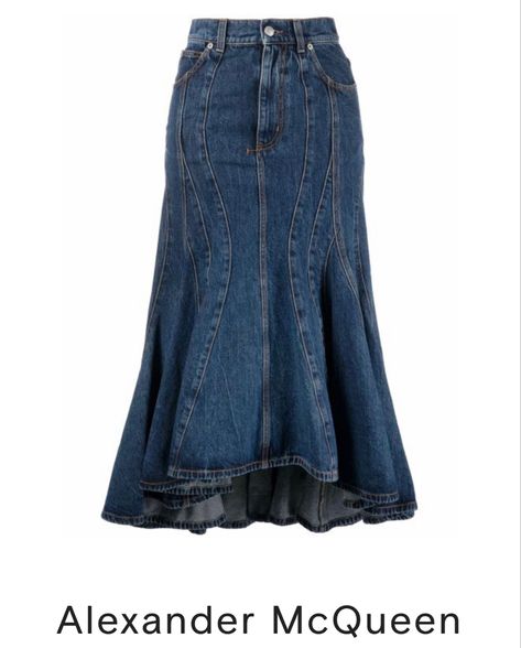 Mid Length Skirt Outfit, 2000s Skirt, Dark Denim Skirt, Skirts Denim, Pockets Design, 2000s Fashion Outfits, Mermaid Skirt, Mid Length Skirts, Denim Midi Skirt