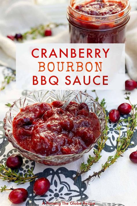 Cranberry Bourbon BBQ Sauce is a cross between cranberry sauce and bbq sauce. The tangy smokey zesty flavors are amazing with smoked turkey, roasted turkey and leftover turkey sandwiches - it's also a delicious sauce for anything you would put ketchup or BBQ sauce on: sandwiches, burgers..... #CranberrySauce #CranberryBBQSauce #BourbonBBQSauce #ThanksgivingSide Bourbon Bbq Sauce Recipe, Turkey Roasted, Bourbon Bbq Sauce, Sweet N Spicy, Smoked Turkey Recipes, Leftover Cranberry Sauce, Cranberry Sauce Recipe, Bbq Sauce Recipe, Bbq Sauce Homemade