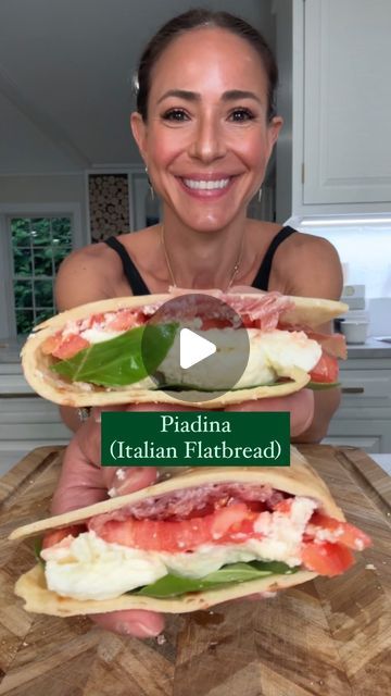 Ereka Vetrini on Instagram: "SAVE this easy PIADINA (ITALIAN FLATBREAD) RECIPE for the next time you are craving a killer sandwich!   Piadina 2 cups all purpose flour 1/2 teaspoon salt 1/4 teaspoon baking soda 3 tbsp olive oil  1/2 cup + 2 tbsp milk  -In a medium sized bowl, whisk together flour, salt and baking soda. -Add oil and milk. If dough is still too dry, add water 1 tbsp at a time.  -Use your hands to bring the ingredients together to almost form a ball. -Empty onto a flat surface, knead for 1 minute, roll into a ball. -Place ball back into the bowl and cover with plastic wrap or hand towel. Let rest for 30 minutes. -Divide and roll into 4 balls. Roll each ball into a 9 inch circle. -Gently fork both sides. -Lightly grease a skillet (I used my 9 inch cast iron skillet) and raise t Italian Flat Bread Recipe, Piadina Recipe, Skillet Flatbread, Basil Sandwich, Italian Flatbread, Pi A, Flatbread Recipe, Flatbread Recipes, Fresh Mozzarella