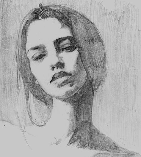 Sketch References Face, Portait Refrences Sketch, Pencil Drawings People, Messy Portrait Sketch, Face Sketch Front View, How To Shade Faces With Pencil, Semi Realistic Portrait Sketch, Charcoal Portraits Faces, Realistic Face Drawing Sketches