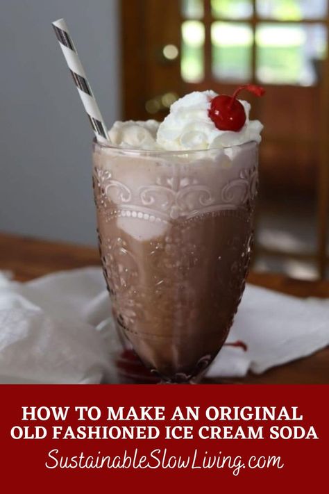 HOW TO MAKE AN ORIGINAL OLD FASHIONED ICE CREAM SODA || EASY SUMMER RECIPE - Sustainable Slow Living Soda Stream Recipes, Ice Cream Soda, Old Fashioned Ice Cream, Soda Recipe, Herbal Drinks, Beverage Recipes, Summer Recipe, Easy Summer Meals, Milkshake Recipes