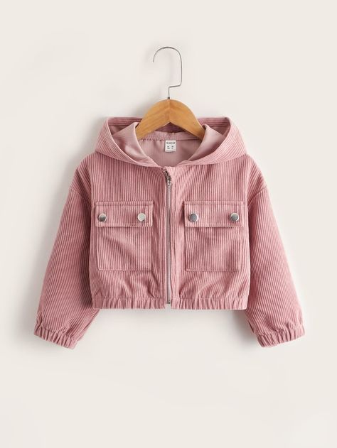 Dusty Pink Casual  Long Sleeve Corduroy Plain Other  Non-Stretch Fall/Winter Toddler Girls Clothing Kids Dress Collection, Girls Dresses Sewing, Kids Dress Wear, Clothing Design Sketches, Winter Attire, Kids Coats, Girl Sweatshirts, Corduroy Jacket, Toddler Girl Outfits