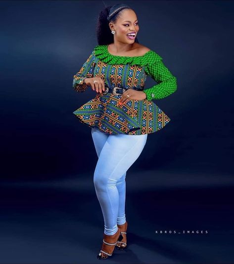 Skirt And Blouse Ankara Peplum Tops, Ankara Tops For Ladies, Ankara Blouse Styles, Ankara Tops Blouses, Skirt And Blouse Ankara, Ankara Top Styles, Latest Ankara Skirt And Blouse, Ankara Blouses, Ankara Peplum Tops