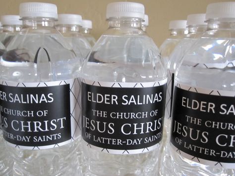 cute idea for water bottles for missionary farewell Welcome Home Party Ideas, Home Party Ideas, Mission Farewell, Missionary Homecoming, Welcome Home Party, Mission Prep, Missionary Care Packages, Mission Call, Welcome Home Parties