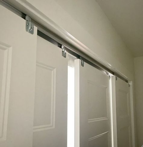 Double Track Sliding Doors, 4 Panel Sliding Closet Doors, Triple Closet Door Ideas, Double Bypass Closet Doors, How To Change Sliding Closet Doors, By Pass Closet Doors, Double Sliding Closet Door Ideas, Sliding Closet Doors Mirror, Sliding Closet Doors To French Doors