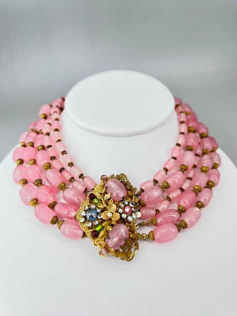 Miriam Haskell Necklace Pate De Verre Gripoix Glass Multi Pink Swirls Choker - Etsy Costume Jewelry Makers, Miriam Haskell Necklace, Rhinestone Costumes, Miriam Haskell Jewelry, Vintage Jewelry Antique, Vintage Jewelry Art, Miriam Haskell, Pink Swirls, Fabulous Jewelry