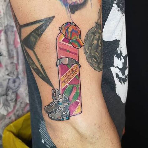 80s Movie Tattoos, Mcfly Tattoo, Back To The Future Tattoo, Ice Tattoo, Shoe Tattoos, Movie Tattoos, Future Wallpaper, Traditional Flash, Gorgeous Tattoos