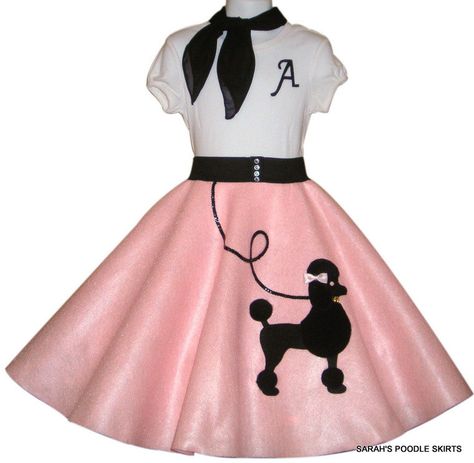 Custom Made To Order Girls 3pc "Patty" Poodle Skirt Outfit Poodle Skirt Costume, Poodle Skirt Outfit, Poodle Skirts, 50s Costume, 50s Outfits, Vintage Vignettes, Poodle Skirt, Pink Poodle, American Culture