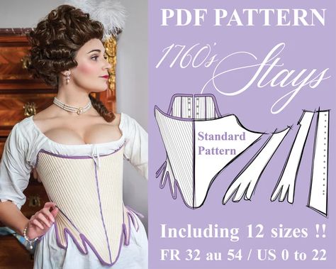 Stays Pattern, 18th Century Stays, Pattern Outer, Lace Tape, Corset Pattern, Vintage Swimsuit, Sign Language, Size Pattern, Pdf Sewing Patterns