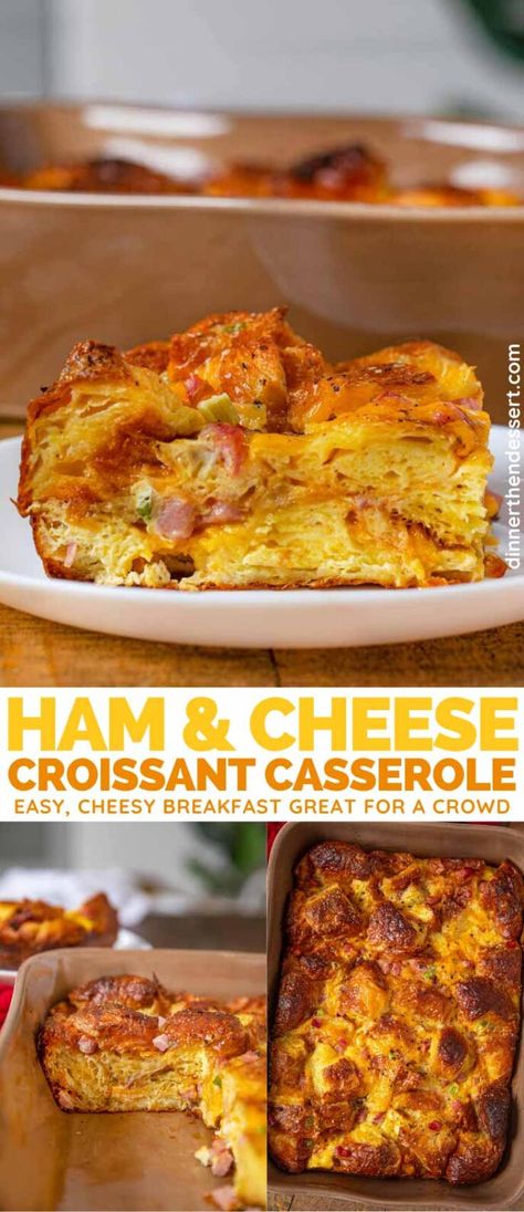 Ham Egg And Cheese Croissant, Ham And Cheese Croissant Casserole, Egg And Cheese Croissant, Croissant Casserole, Croissant Breakfast Casserole, Ham And Cheese Croissant, Cheese Croissant, Croissant Breakfast, Egg And Cheese