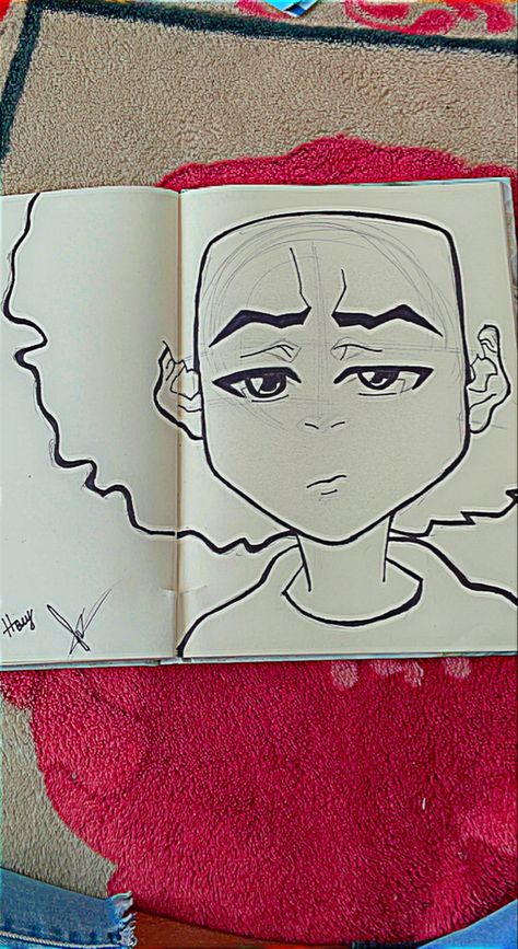 Boondocks Drawings Easy, Boondocks Drawings Pencil, Boondocks Sketch, Spiderman Journal, Baddie Drawings, Dope Drawings, Graffiti Drawings, Boondocks Drawings, Easy Graffiti