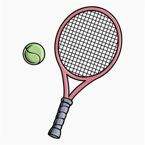 Tennis Racket Art, Tennis Drawing, Tennis Birthday, Ball Drawing, Easy Drawing Tutorial, Table Tennis Racket, Drawing Table, Drawing Tutorial Easy, Simple Cartoon