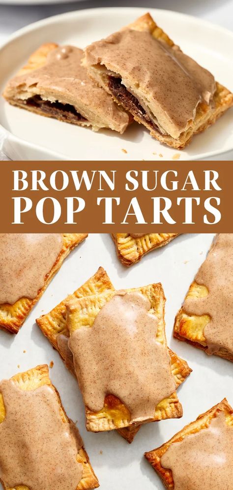 Puff Pastry Pop Tarts Brown Sugar, Pop Tarts With Pie Crust, Home Made Pop Tarts, Brown Sugar Cinnamon Pop Tarts, Cinnamon Pop Tarts, Pop Tart Recipe, Brown Sugar Pop Tarts, Pop Tart Flavors, Homemade Brown Sugar