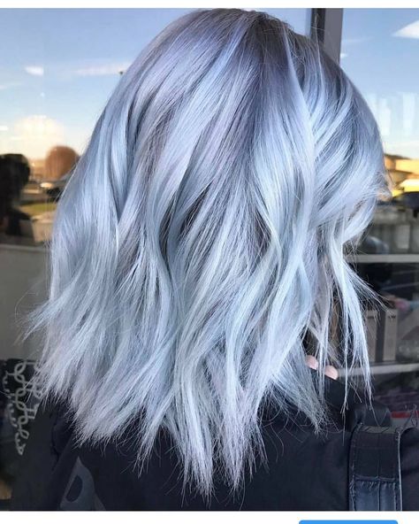 Blue Smoke 💨💨💨💨 @livdoeshair_ ⠀⠀ ⠀⠀⠀⠀⠀#DaHair 🍬🍭🍬🍭 ⠀⠀⠀⠀⠀⠀--@imallaboutdahair Silver Purple Blue Hair, Icy Blue Balayage, Ice Blue Balayage, Blue Silver Hair Color, Silver Hair With Blue Highlights, Light Blue Balayage, Blue Balayage Blonde, Ice Blue Hair Color, Icy Silver Blue Hair