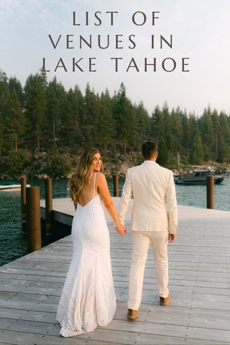 Lake Tahoe Beach Wedding, Wedding Dress Rustic Romantic, South Lake Tahoe Wedding, Lake Tahoe Micro Wedding, Edgewood Tahoe Wedding, Lake Tahoe Wedding Summer, Wedding Astethic, Tahoe Wedding Ideas, Tahoe Wedding Venues