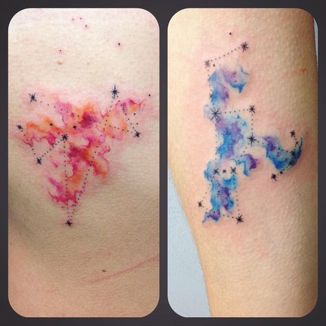 Orion Tattoo, Nebula Tattoo, Astronomy Tattoo, Colour Tattoo For Women, Music Notes Tattoo, Forearm Band Tattoos, Men's Fashion Tips, Galaxy Tattoo, Note Tattoo