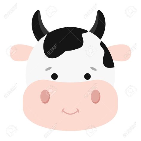 Cartoon Cow Face, Spotted Cow, Head Illustration, Cow Toys, Cow Face, Funny Farm, Cartoon Cow, Birthday Clipart, Cow Head