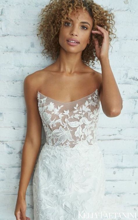 Simple lace mermaid wedding dress with floral pattern, illusion bodice and unique neckline design | Kelly Faetanini Wedding Dresses 2021 - LILY - Belle The Magazine #weddingdress #weddingdresses #bridalgown #bridal #bridalgowns #weddinggown #bridetobe #weddings #bride #dreamdress #bridalcollection #bridaldress #dress See more gorgeous bridal gowns by clicking on the photo Ombre Gown, Kelly Faetanini, Designer Wedding Gowns, Wedding Dresses Romantic, Perfect Wedding Dress, Wedding Dress Shopping, Bridal Wedding Dresses, Lace Gown, Dream Wedding Dresses