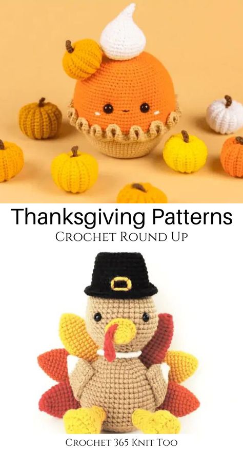 Thanksgiving Crochet Turkeys, Crochet Turkey Leg Pattern Free, Crochet Patterns Thanksgiving, Cornucopia Crochet Pattern, Crochet Patterns For Pumpkins, Free Fall Amigurumi Patterns, Free Turkey Crochet Pattern, Autumn Amigurumi Free Pattern, Fall Crochet Decor Patterns Free