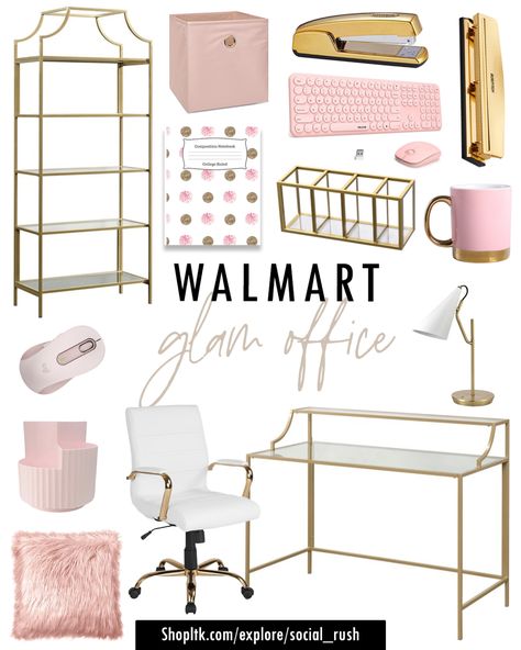 Shop Flash Furniture Mid-Back White … and other curated products on LTK, the easiest way to shop everything from your favorite creators. Pink And Gold Home Office, White And Pink Office, Office And Workout Room Combo, Pink Workspace, Glam Office Ideas, White Gold Room, Pink Office Ideas, Pink And Gold Office, Pink Gold Office