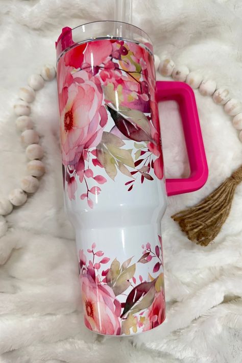 Blinged Cups, Slay Baddie, Sublimation Ideas, 40 Oz Tumbler, Tumbler Cups Diy, Birthday Cup, Pretty Images, Diy Tumblers, Tumbler With Handle