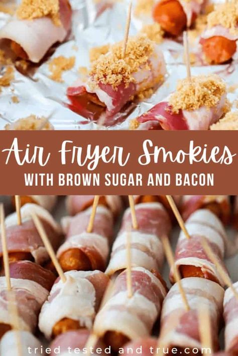 Bacon Wrapped Weiners, Bacon Wrapped Weenies, Bacon Wrapped Lil Smokies, Air Fry Bacon, Wrapped Smokies, Cocktail Weenies, Bacon Wrapped Sausages, Bacon Wrapped Smokies, Air Fryer Bacon