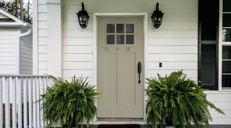 Contemporary & Modern Front Door Ideas | Pella Craftsman Style Front Doors, Fiberglass Front Entry Doors, Craftsman Front Door, Entry Door Replacement, Craftsman Entry, Craftsman Front Doors, Replacing Front Door, Craftsman Lighting, Front Door Styles