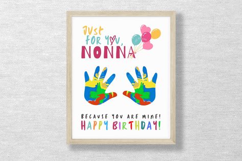 Just for you Nonna keepsake, Handprint art craft, Birthday card, Footprint, DIY Printable, Kids, Toddler craft, Preschool https://etsy.me/3qkQREJ #birthday #kids #phrasesaying #handprintkeepsake #babyfootprintcraft #preschoolartcraft #classroomart #nonnaartcraft #nonna Grandpa Birthday Card, Grandma Card, Craft Preschool, Grandma Cards, Grandfather Birthday, Happy Birthday Grandma, Grandma Birthday Card, Unicorn Birthday Party Decorations, Toddler Craft