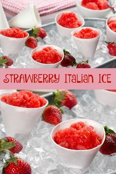 Homeade Italian Ice just like the state fair! Healthy Italian Ice Recipe, Strawberry Italian Ice, Homemade Italian Ice Recipe, Strawberry Shaved Ice, Homemade Italian Ice, How To Make Italian Ice, Water Ice Recipe, Italian Ice Recipe, Fair Recipes