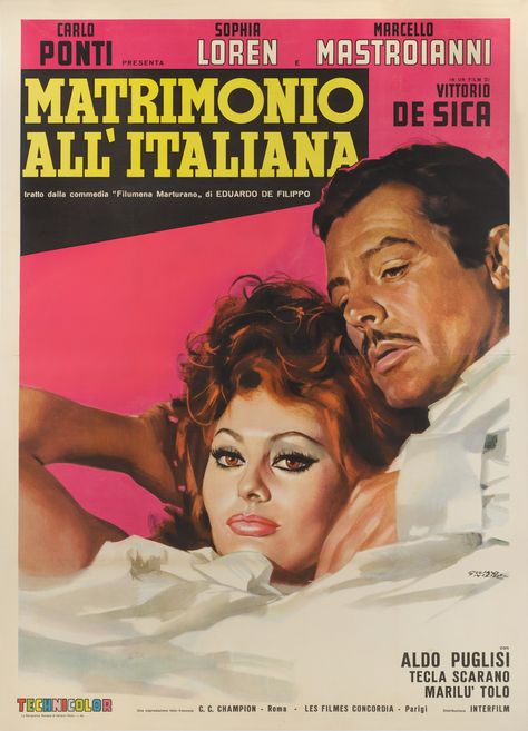 Klasik Hollywood, Film Thriller, Italian Movie Posters, Marcello Mastroianni, Film Vintage, Sofia Loren, Foreign Movies, Movie Directors, Italian Actress