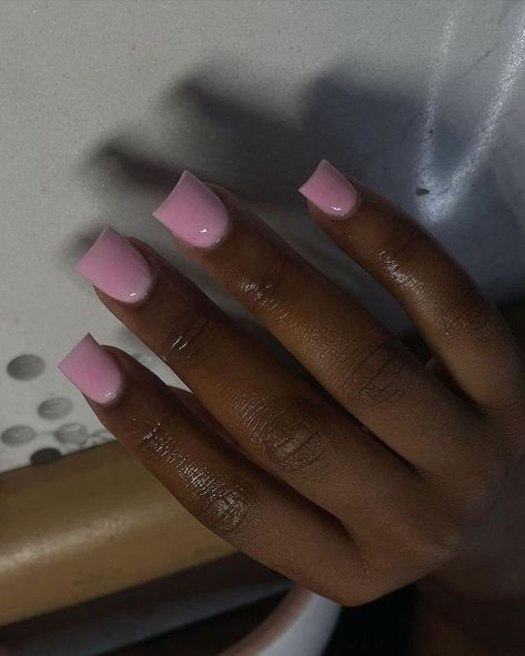 Short Nails Acrylic Fall Colors, Wide Square Nails, Plain Pink Nails, Girl Maintenance, Plain Acrylic Nails, Solid Color Acrylic Nails, Sqaure Nails, Braids Styling, Bad Nails