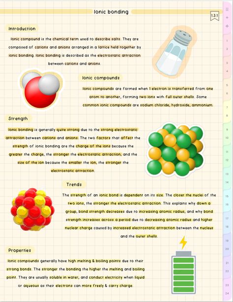 cute aesthetic chemistry notes Aesthetic Chemistry, Ionic Compound, Ipad Notes, Ionic Bonding, Biology Worksheet, Lattice Structure, Digital Notes, Chemistry Notes, Aesthetic School