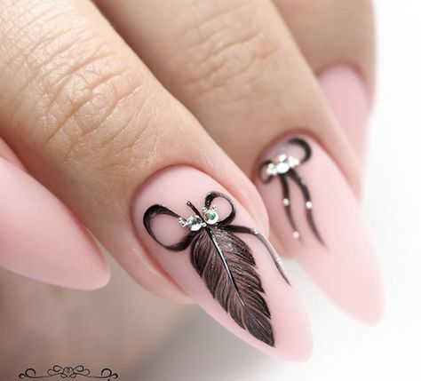 Feather Nail Designs, Feather Nail, Nailart Tutorial, Feather Nail Art, Feather Nails, Nail Drawing, Nail Effects, Pink Nail Art, Luxury Nails