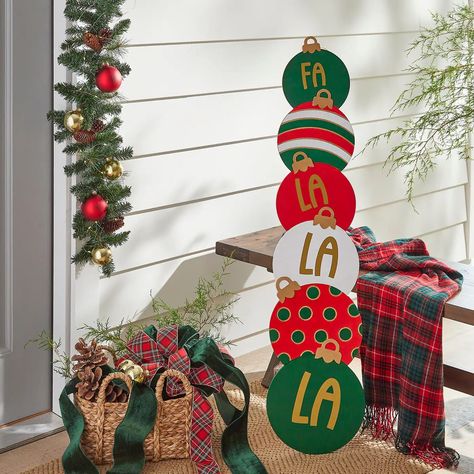 Stacked Ornament Sign | Projects | Michaels Wooden Ornament Door Hanger, Porch Ornaments, Christmas Signs Diy, Tis The Season To Be Jolly, Holiday Painting, Wood Christmas Ornaments, Christmas Ornament Crafts, The Talk, Ornament Crafts