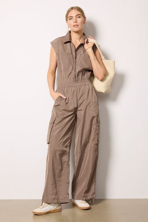 Check off your weekend activities in the utility-inspired Becca Jumpsuit by Pistola. Topped with cargo-style pockets, this sleeveless jumpsuit features a zip-up bodice, elastic waistband, and full-length wide leg with adjustable ties to cinch the hems. | PISTOLA Women's Becca Jumpsuit, Size XS, Brown Weekend Activities, Brand Style Guide, Cargo Style, Fashion 101, Spring Trends, Sleeveless Jumpsuits, Tee Dress, Medium Brown, Work Fashion