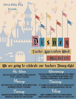 Disney Staff Appreciation Week, Disney Appreciation Week, Disney Teacher Appreciation Week, Disney Teacher Appreciation, Disney Teacher, September Newsletter, Teacher Appreciation Week Themes, Teacher Appreciation Themes, Teacher Morale