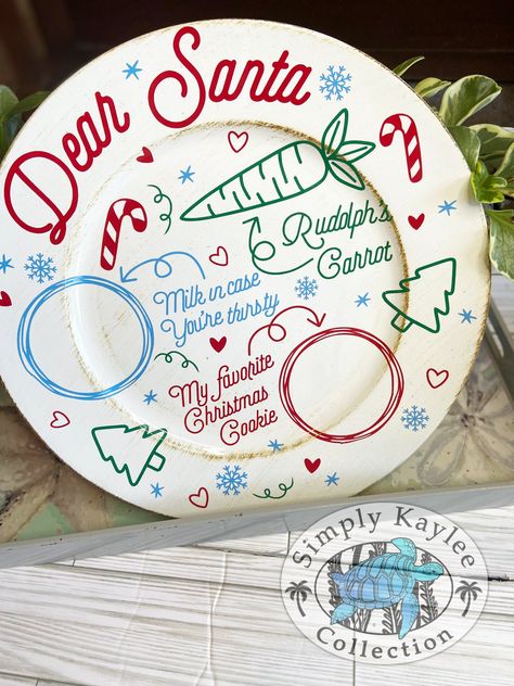 Cookies For Santa Plate, Christmas Eve Traditions, Santa Plate, Dyi Gifts, Cookies For Santa, Santa Cookies, Wood Christmas Ornaments, Dear Santa, Pottery Painting