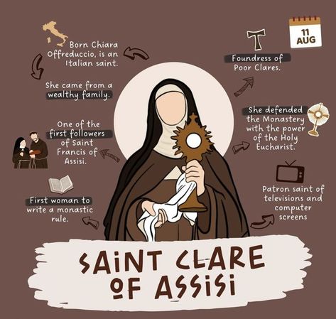 St Clare Of Assisi, Saint Clare, Catholic Feast Days, Catholic Prayers Daily, St Clare, Catholic Education, Faith > Fear, Bride Of Christ, Francis Of Assisi