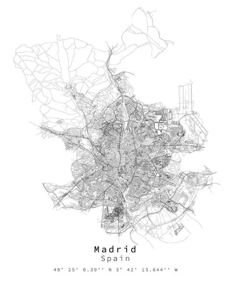 Madrid, Spain Urban detail Streets Roads Map  ,vector element template image Urbanism Plan, Spain Map Aesthetic, Barcelona Spain Map, Spain Road Trip Map, Map Of Madrid, Madrid Vintage Poster, Madrid Map, Tree Saw, Wedding People